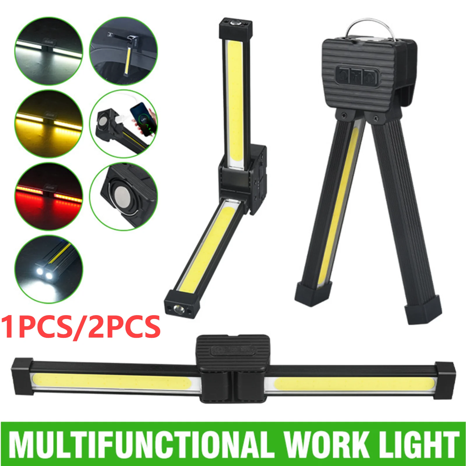 

Gym Lamp for Posing Magnetic LED Flashlight with Hanging Hook Inspection Lamp USB Rechargeable Portable Torch Work Light Outdoor