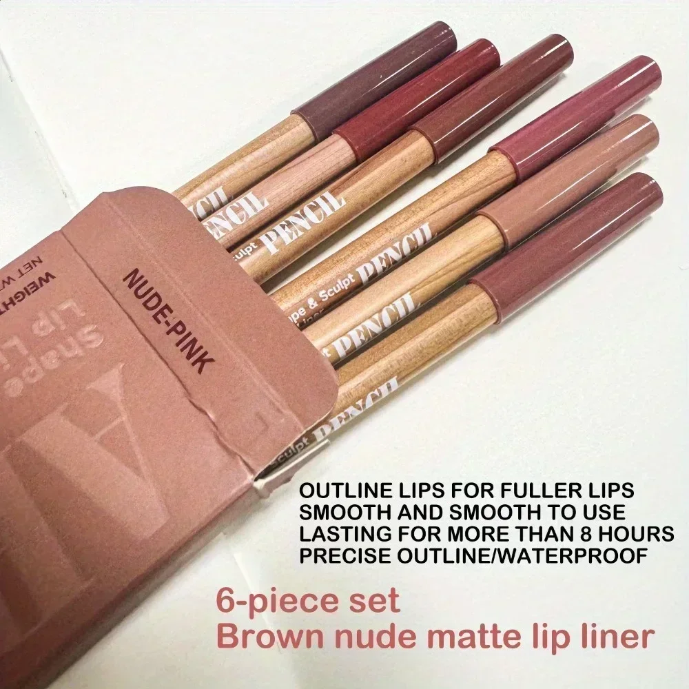 Zestaw 2 szt. Drewniana kredka do ust i zestaw szminek Aksamitny matowy kształt kredki, stożkowa końcówka, łatwa do konturowania