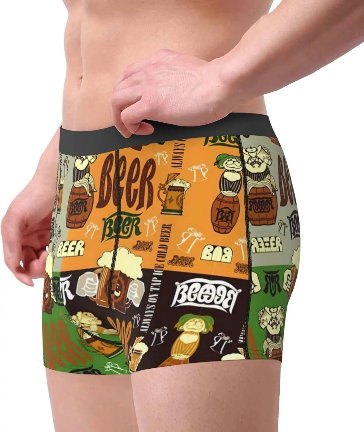 ビールプリントメンズ下着ボクサーパンツ、毎日の使用に適したソフトで快適なストレッチブリーフ
