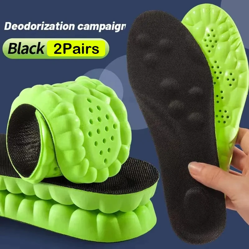 

4pcs Sports Shock Absorption Insole Green Memory Foam Breathable Arch Support Orthopedic Shoes Pad Men Women Feet Care Shoes Pad