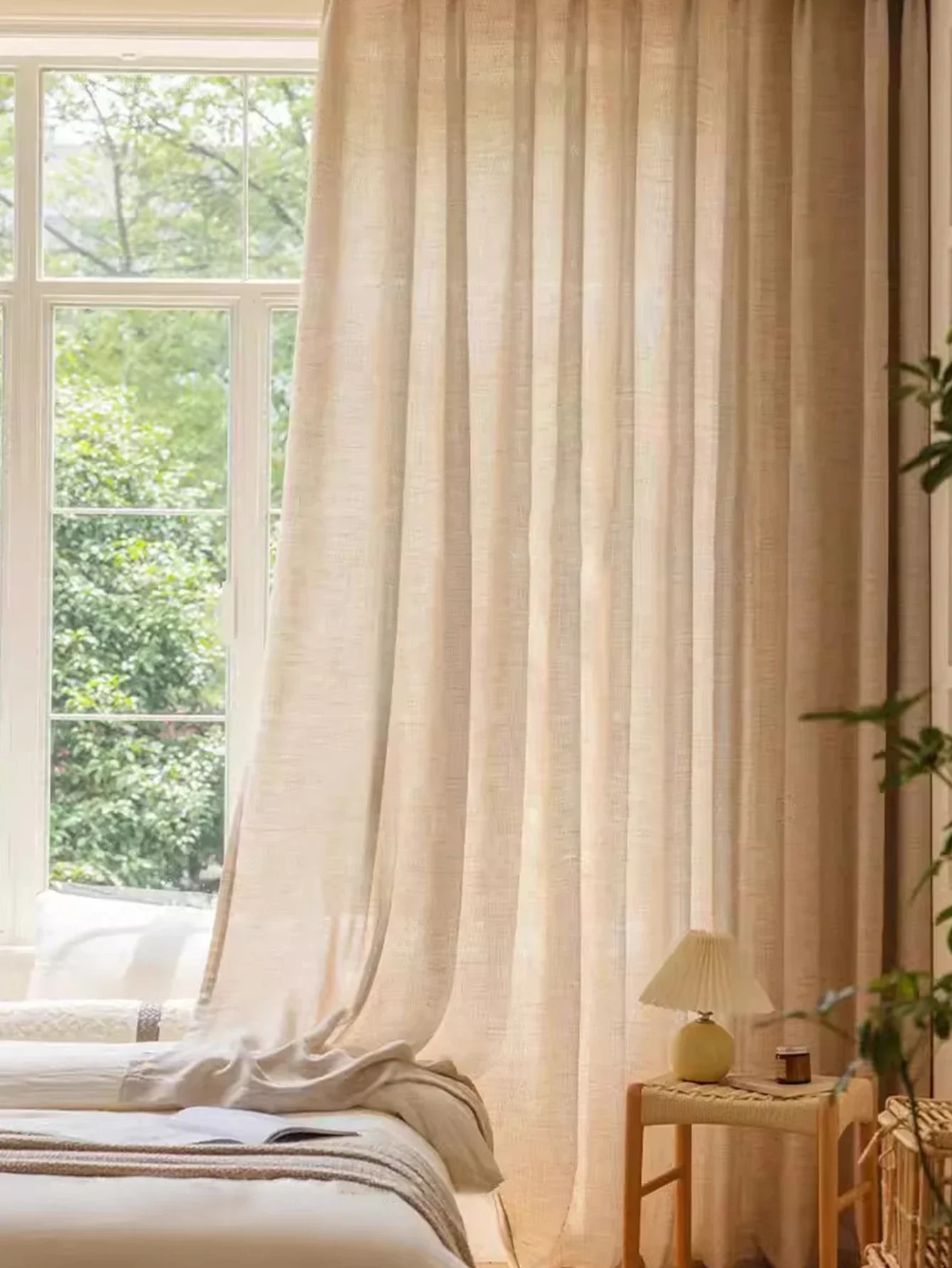 Wholesale Ready-made Japanese and Korean Style Sheer Linen Curtains Farmhouse Cheap Linen Semi-transparent