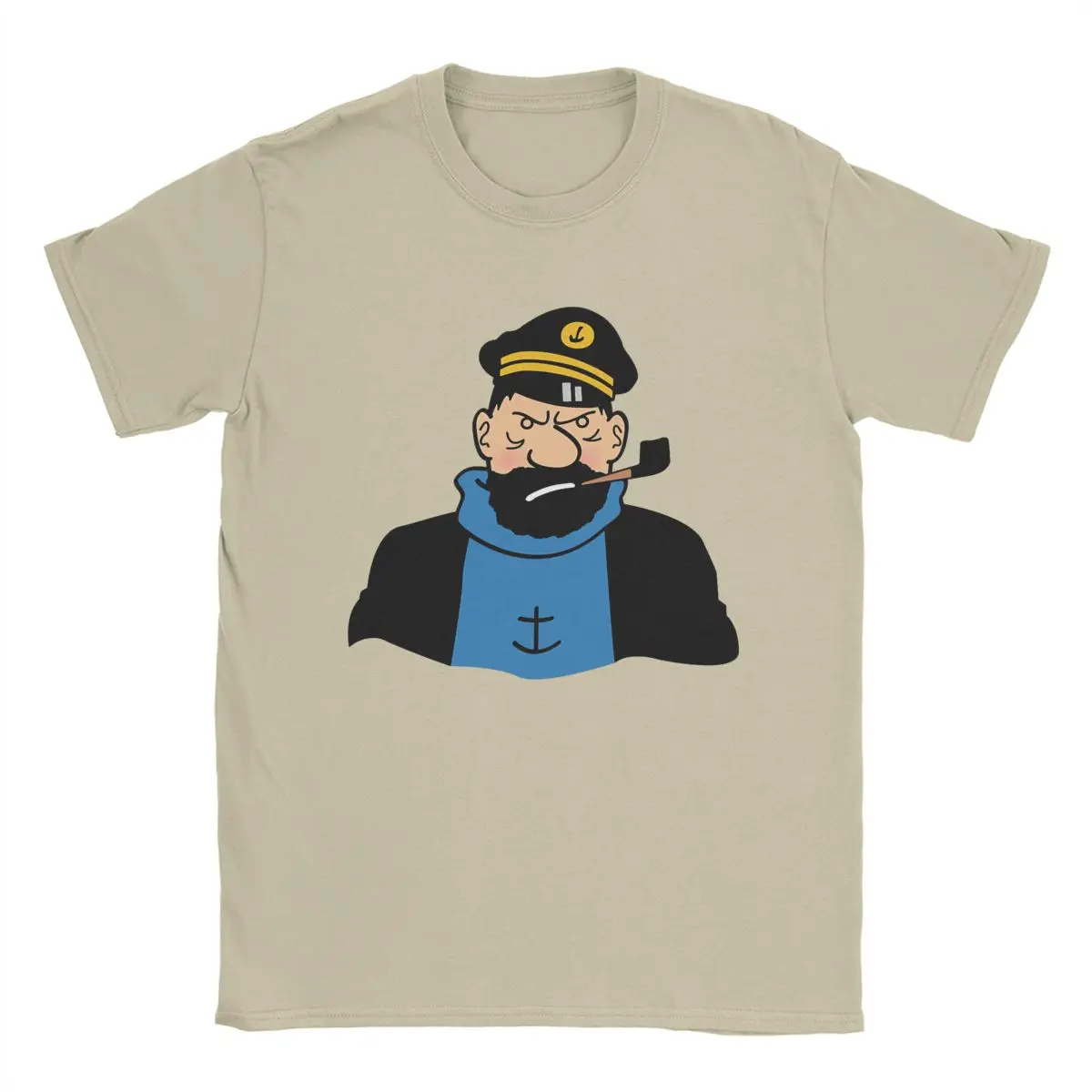 

Captain Haddock Men T Shirts Cartoon Awesome Tee Shirt Short Sleeve Crew Neck T-Shirts Pure Cotton Plus Size Clothes