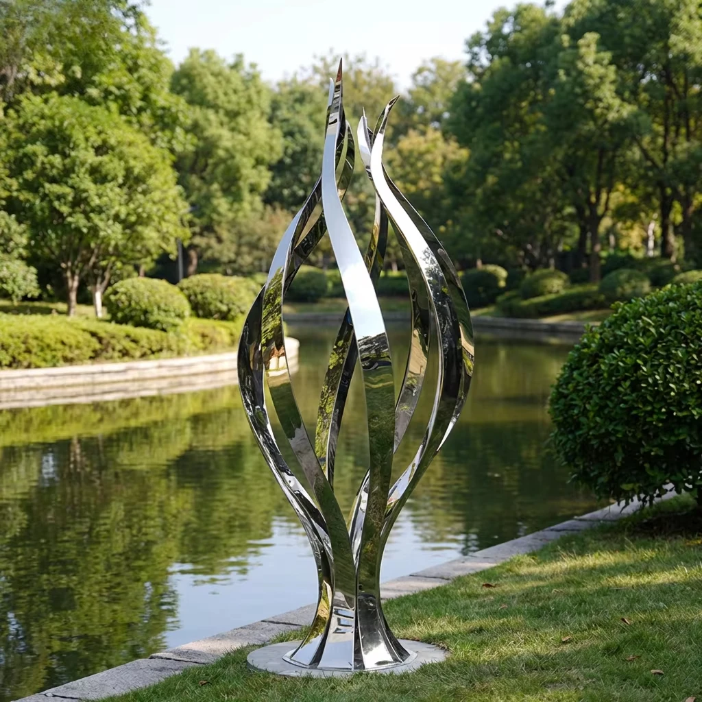 @#Modern Customizable Outdoor Decorative Mirror-Polished Abstract Stainless Steel Sculpture