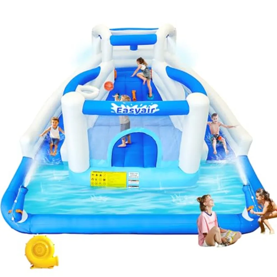 

Inflatable Bounce House for 12.1 FT x 10.3 FT Blow Up Water Slide for Backyard Dual Slides Bouncy Castle Climbing Wall Basketba