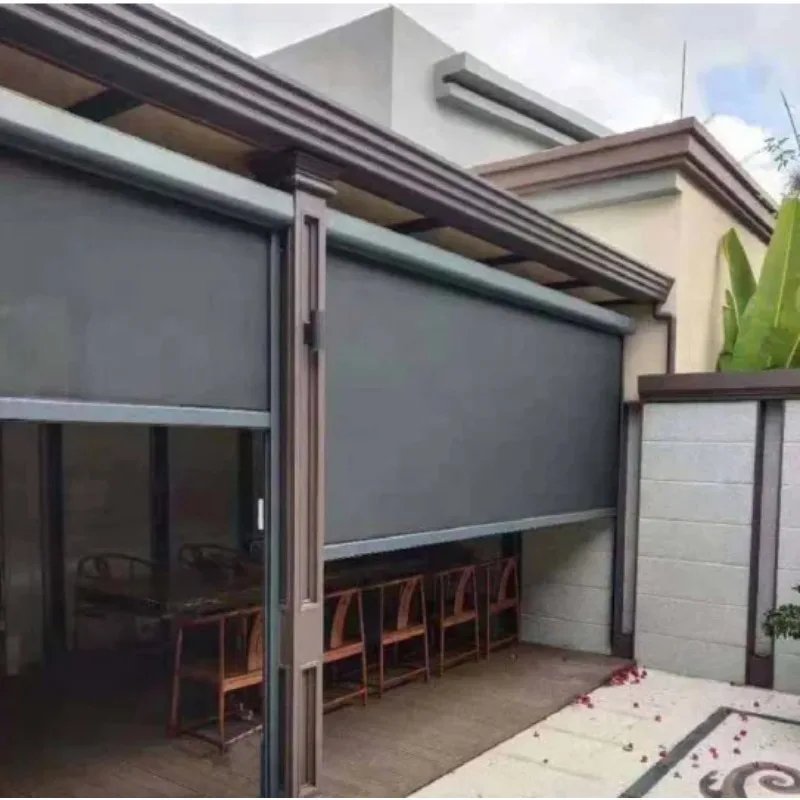 

Индивидуальные жалюзи на молнии для патио, моторизованные ветрозащитные водонепроницаемые жалюзи на молнии для окон, уличные жалюзи на молнии