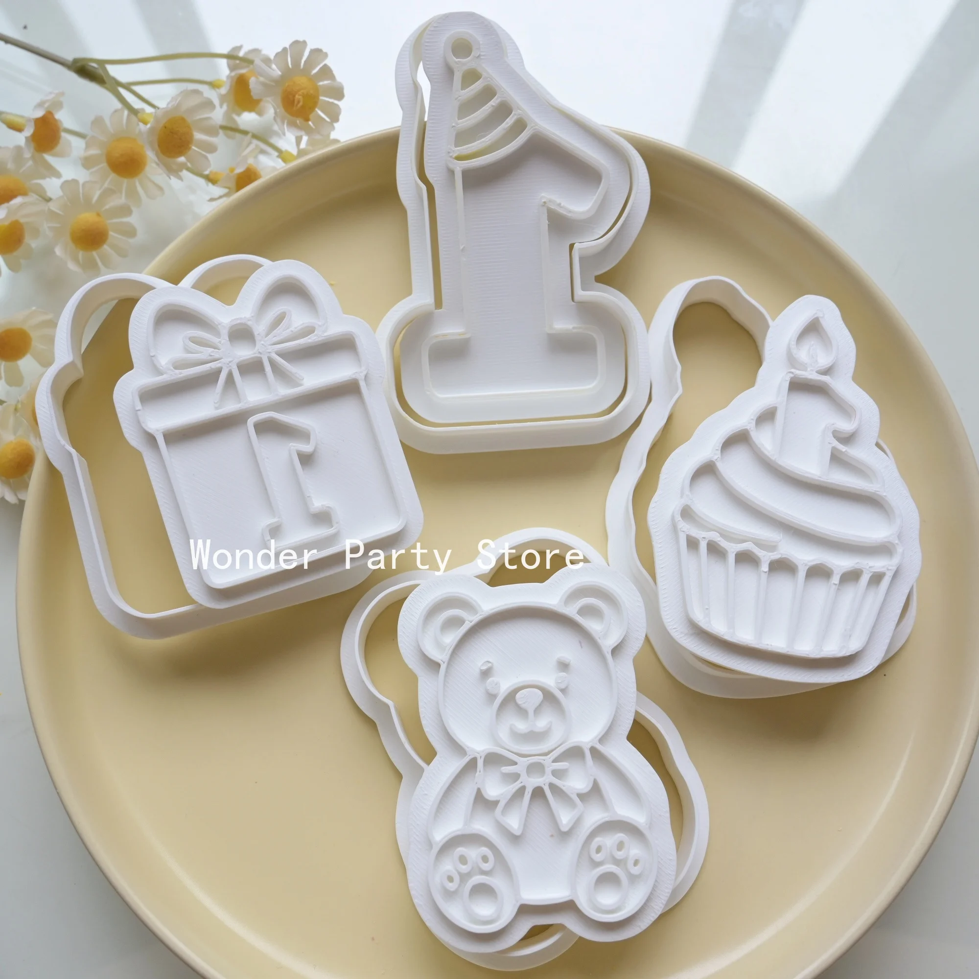 First Birthday Cookie Cutter Cute Biscuit Mold Suitable for Icing Cake Decoration and Cookie Pressing Cookie Decorating Supplies