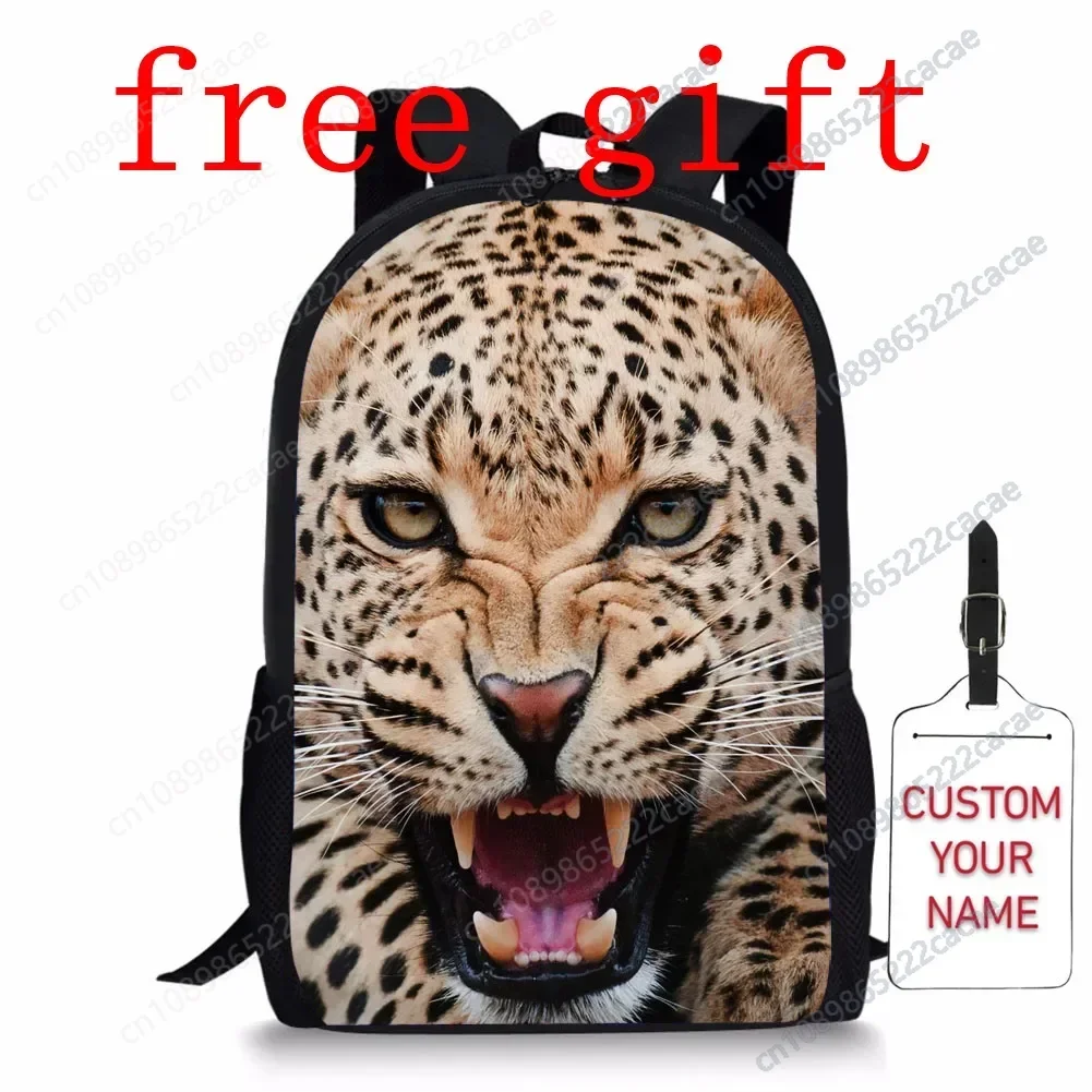 

3D Animals Ferocious Tiger Leopard Lion Print Teens Boys Children Backpack Big Capacity School Bag For Kids Mochila Infantil