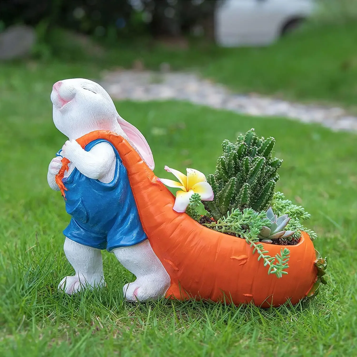 

Easter Bunny Resin Vase Statue Garden Supplies Succulent Flowerpot Garden Ornament Outdoor Yard Lawn Porch Garden Villa Decor