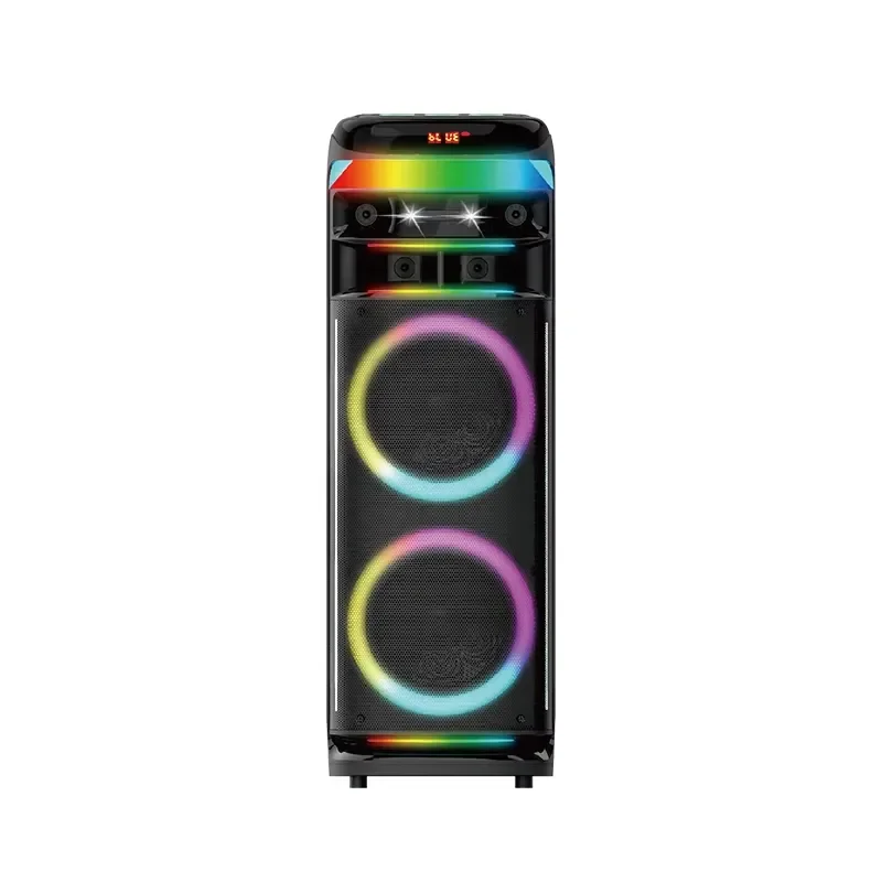 for Dual 8 Inch Big Powerful Party Speaker Karaoke Speaker Outdoor Speaker Blue Tooth with Colorful LED Lights