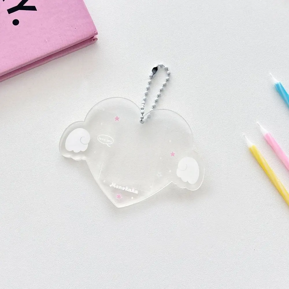 Creative 1 inch Photocard Holder Acrylic Love Wings Idol Photo Holder Gift Kawaii Bag Pendant