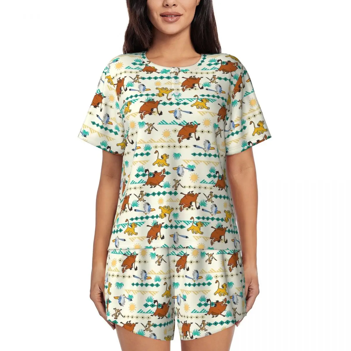 

The King Lion Simba And Nala Pajamas Set for Women Short Sleeve Sleepwear Loungewear 2 Piece Pjs