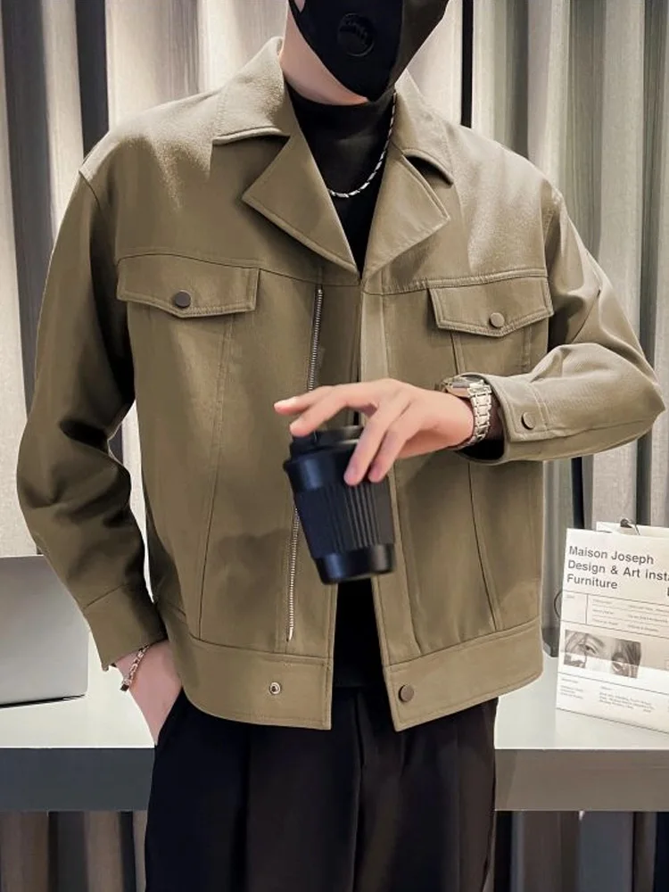

Trendy Pilot Jaet ort Men's Workwear Sle Autumn Spring Faionable Youthful Pure Color Zipper Decorated Stand Fit