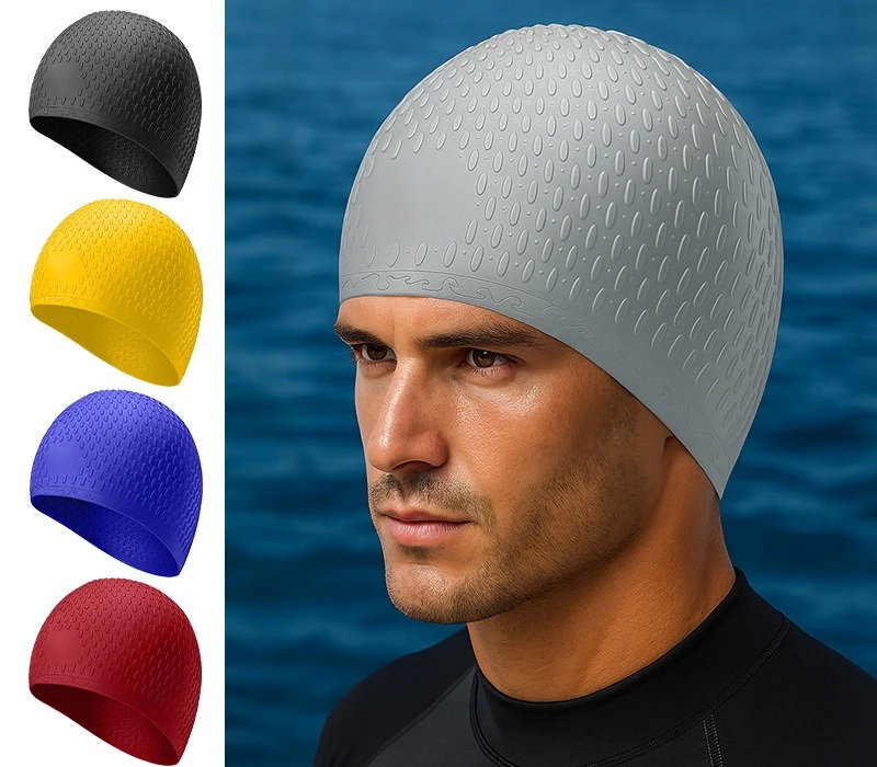 

2PCS Silicone Swim Cap with Ear Protection Waterproof and Non Locking Head Large Size High Aesthetic Value Swim Cap
