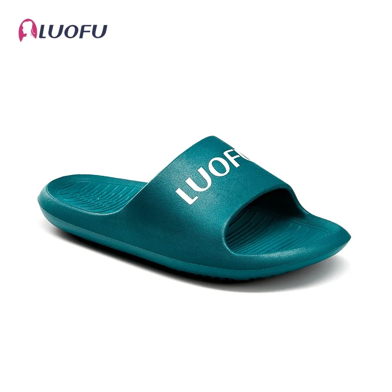 LUOFU Women's Casual Solid Color Letter Print Open Toe Slip On EVA Slides, Non-slip Soft Sole House Slippers  For Indoor Outdoor