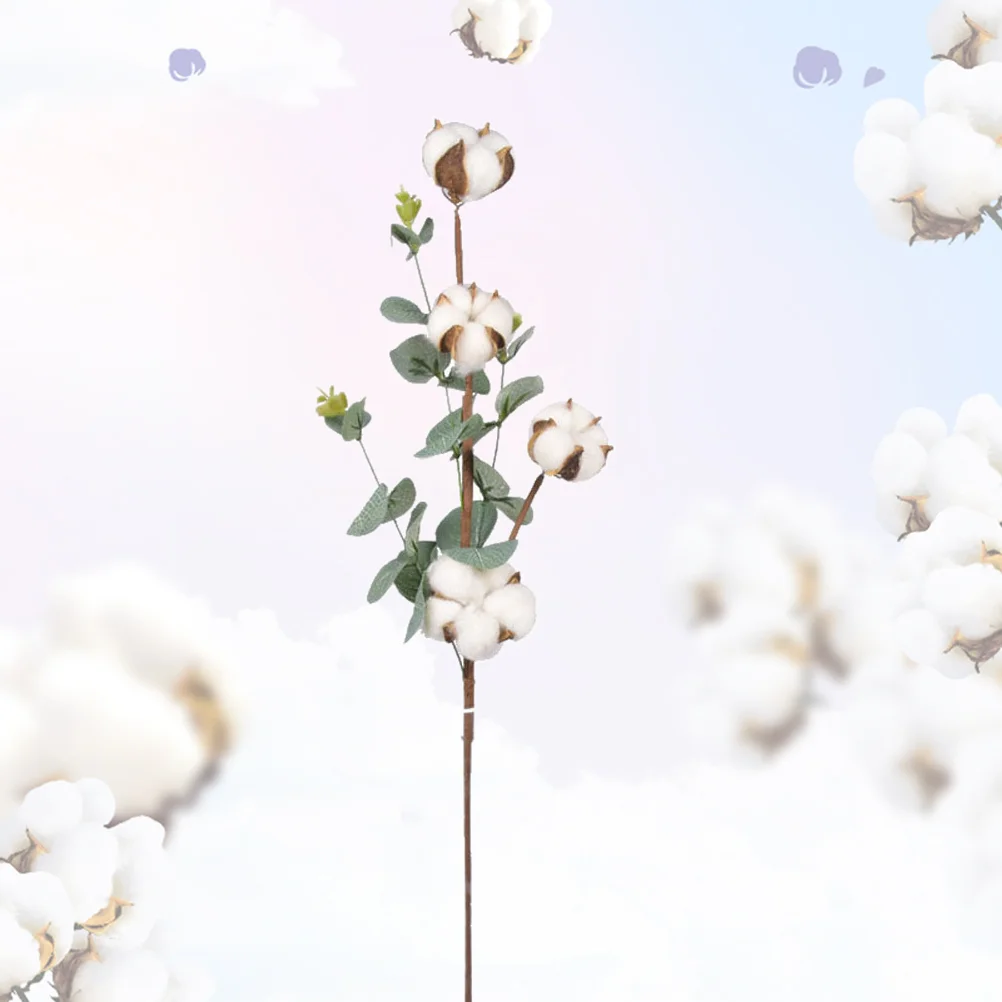 

Cotton Branch Eucalyptus Leave Flower Photography Prop Home Decor Artificial Wedding Party Bouquet Simulation