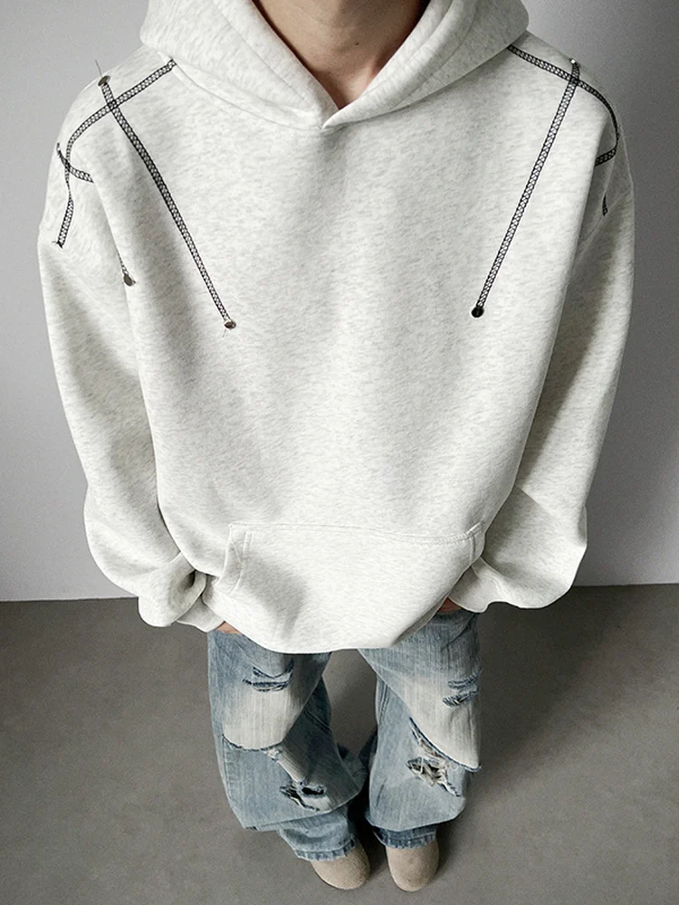 

Мужская толстовка American Sle Heavyweight: весенне-осенний дизайн, стильная уличная мода, свободный крой, трендовая молодежная модель из хлопка и полиэстера