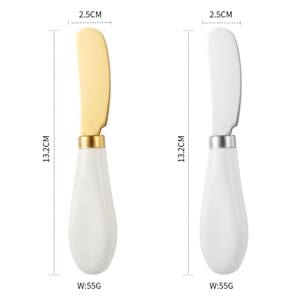 Portable Stainless Steel Cheese Knife Ceramic Handle Wipe Cream Butter Knife Bread Jam Kitchen Tools Canteen