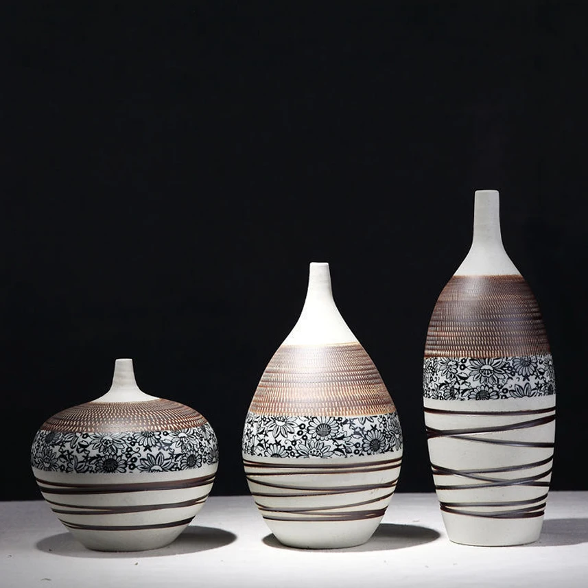 

Jingdezhen ceramic Chinese vase ornaments flower arrangement rough pottery decoration pottery jar desktop flower carving