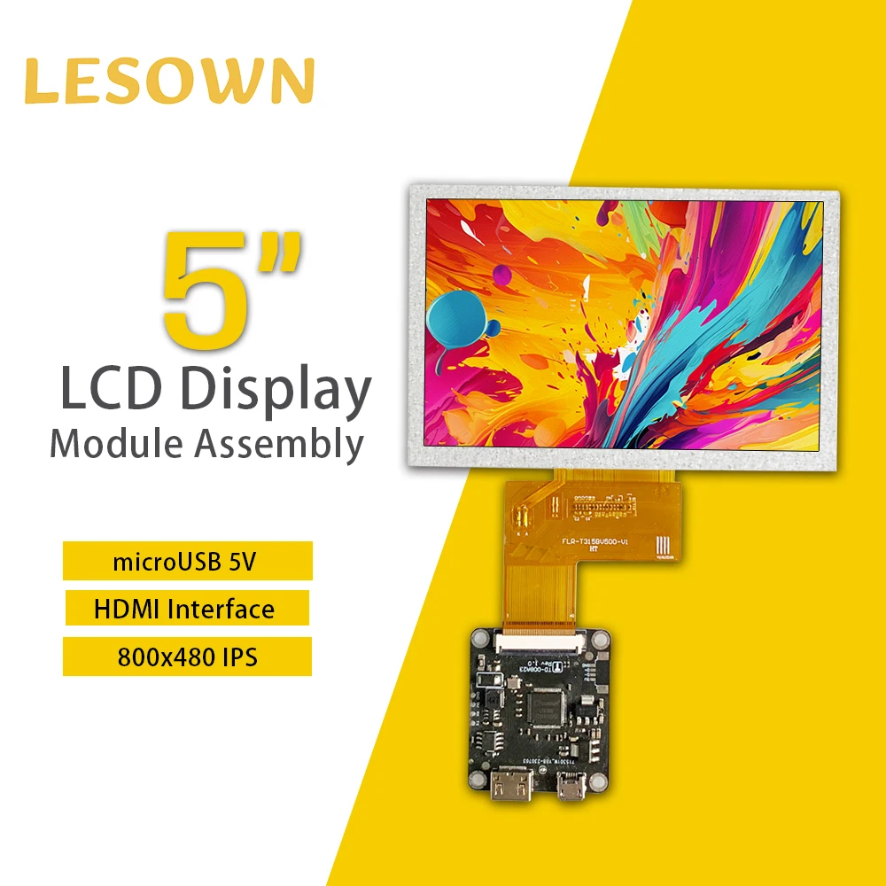 LESOWN 5 Inch LCD Screen 800x480 HD IPS TTL 40PIN HDMI-compatible Small mini DIsplay Module with Control Board for Camera PC