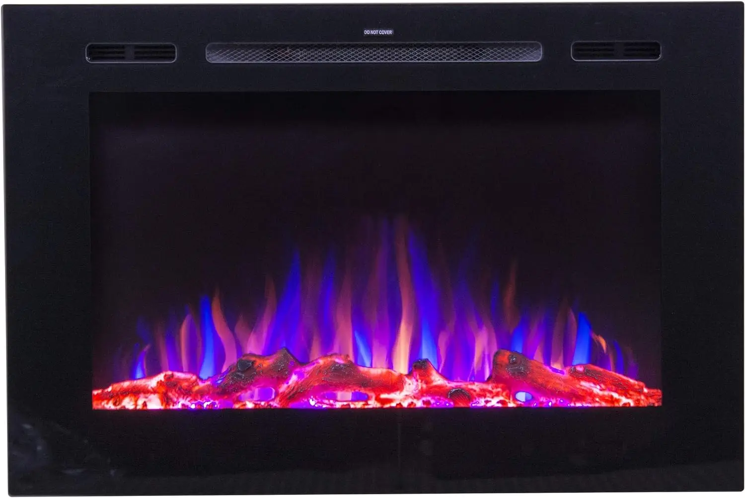 

Smart Electric Fireplace-The Forte Recessed Realistic Ember Color/Flame Heater w/Thermostat-Log & Crystal Hearth