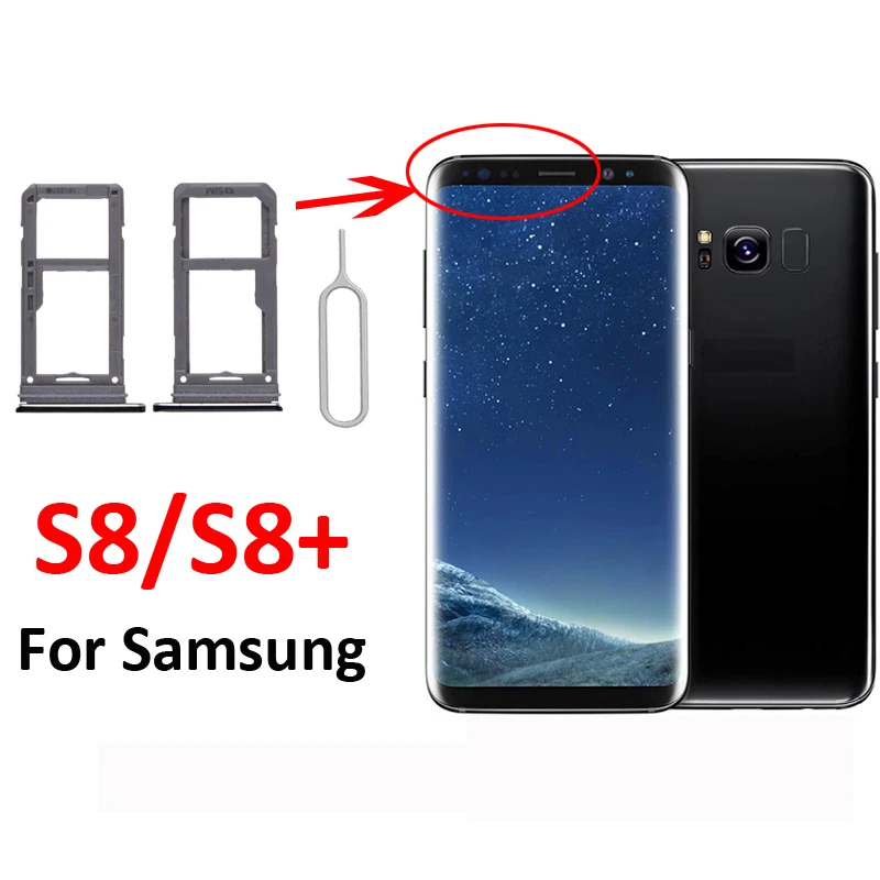 Für Samsung Galaxy S8 S8+ G950 G955 Handy SIM-Kartenhalter Micro-SD-Kartensteckplatz Einzel- oder Dual-SIM Schwarz – Detail 2