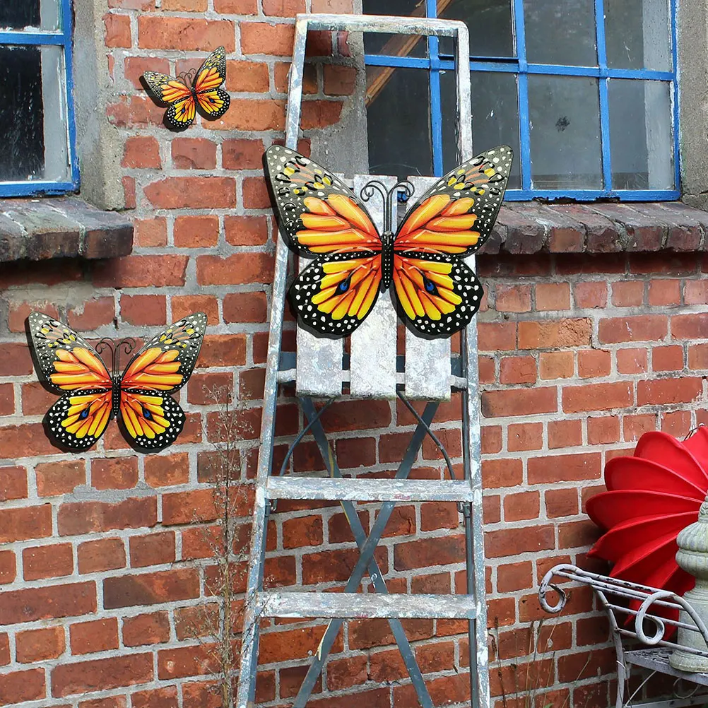 

3 Pcs Butterfly Wall Decor Iron Art Decal Metal Sculptures Bedroom Hanging Home Fresher Look Wear Resistant Material Not Fade