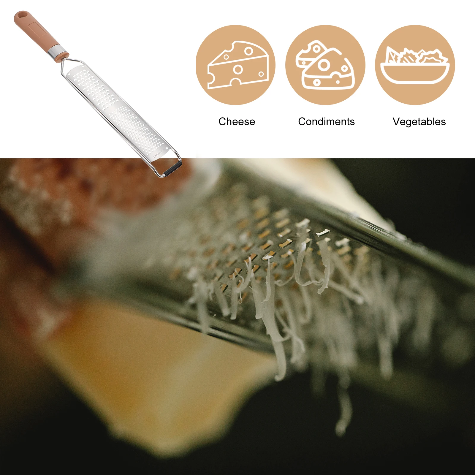 

1Pcs Cheese Grater Stainless Steel Kitchen Gadget Comfortable Handle Multi-Functional Food Grater for Cheese Butter Chocolate