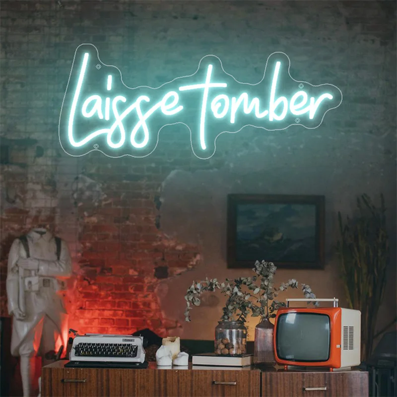 Laisse Tomber Neon Light Sign French Decor LED Neon for Office Room Wall Aesthetic Party Let It Go Letter LED Bedroom Neon Sign