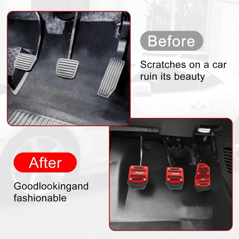 Universal Aluminum Automatic/Manual Transmission Car Pedal Cover Set Kit Anti Skid Pedal Brake Clutch Accelerator Pedals Covers