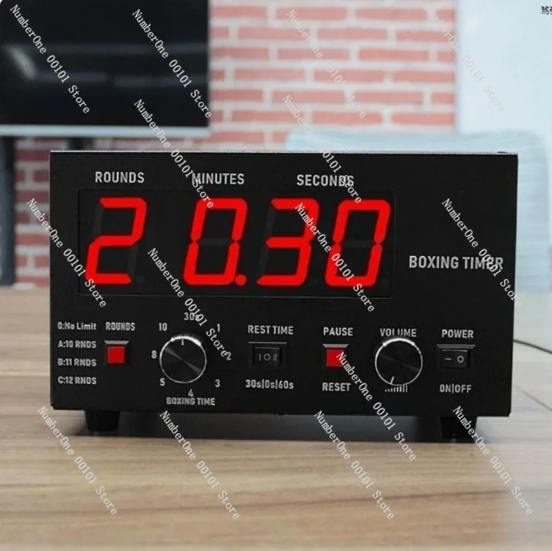 Gym boxing timer with LED screen, suitable for training cycle matches, sports circular timer chronograph