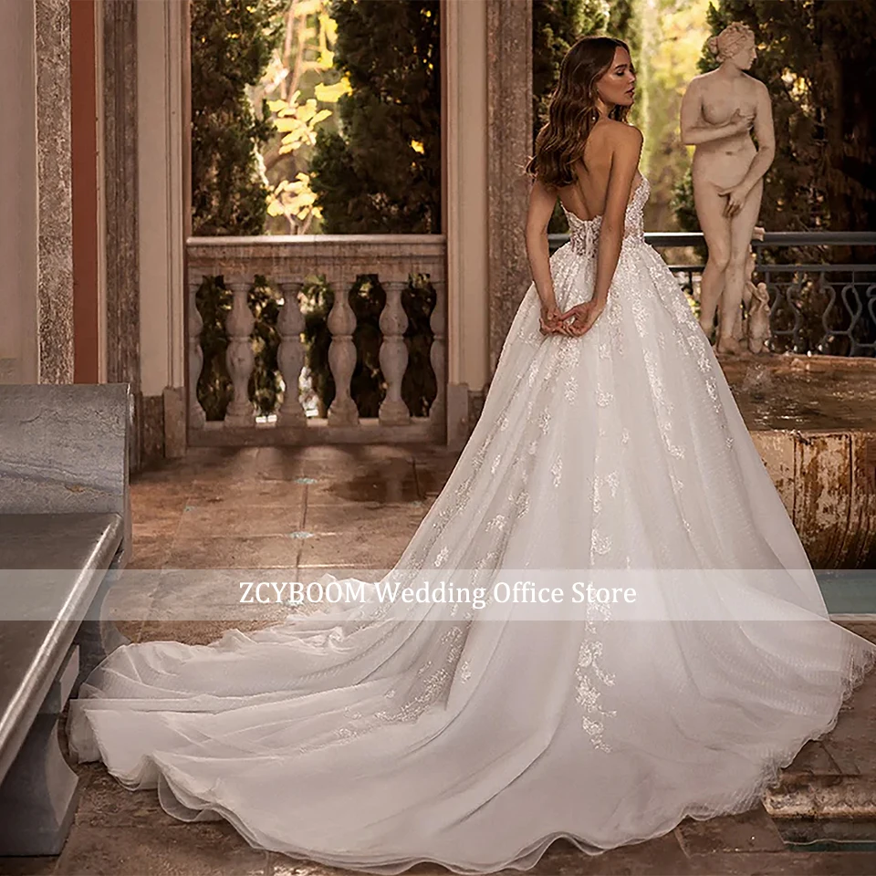 Customized Elegant Off The Shoulder A-Line Wedding Dress 2026 Sweetheart Backless Court Train Bridal Gowns Vestidos De Novia