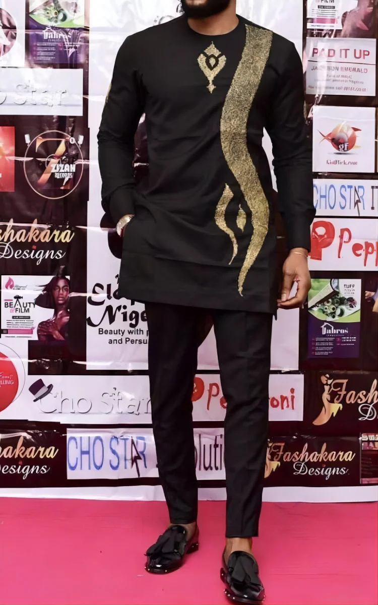 

Men's fashion casual print two-piece suit