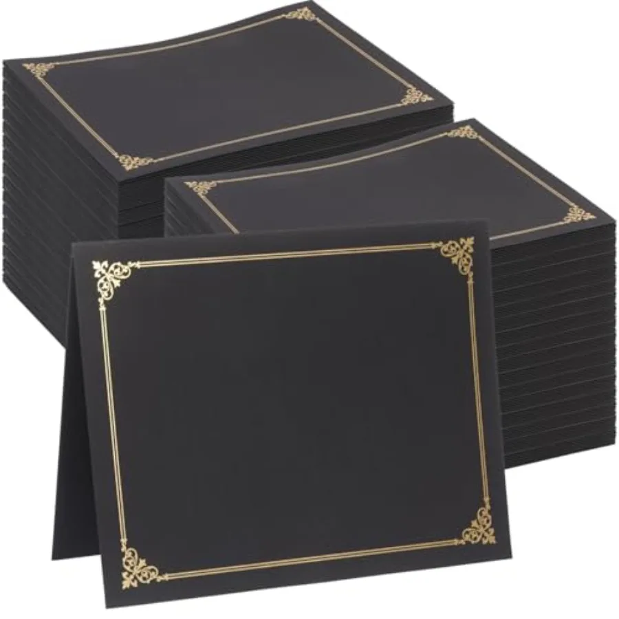 

100 Count Certificate Holder Diploma Covers Gold Foil Border for 8.5x11 Certificates Cardstock Document Papers