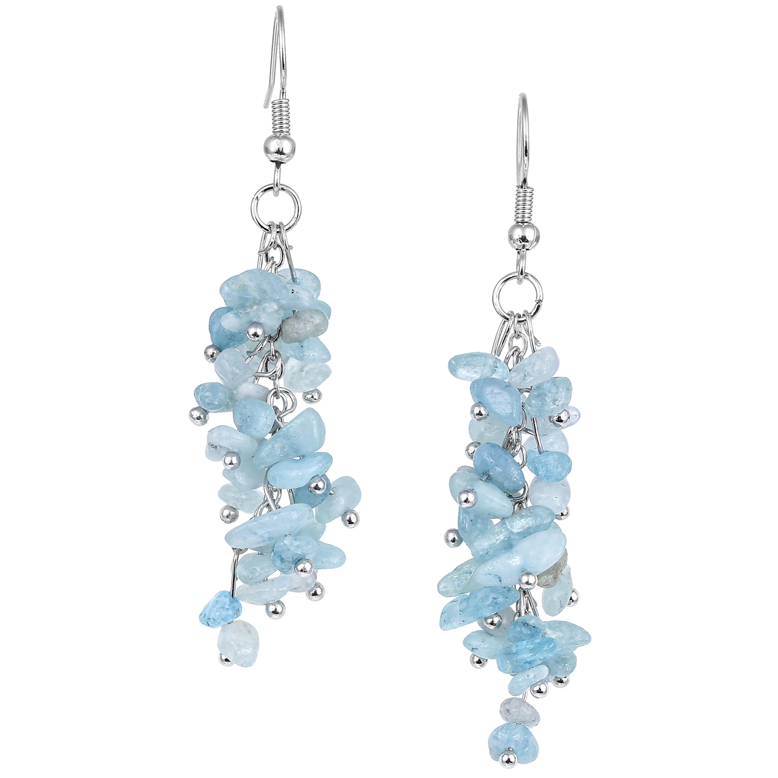 Natural Crystal Chip Stones Dangle Earrings For Women Reiki Healing Tumbled Stone Long Drop Hook Eardrop