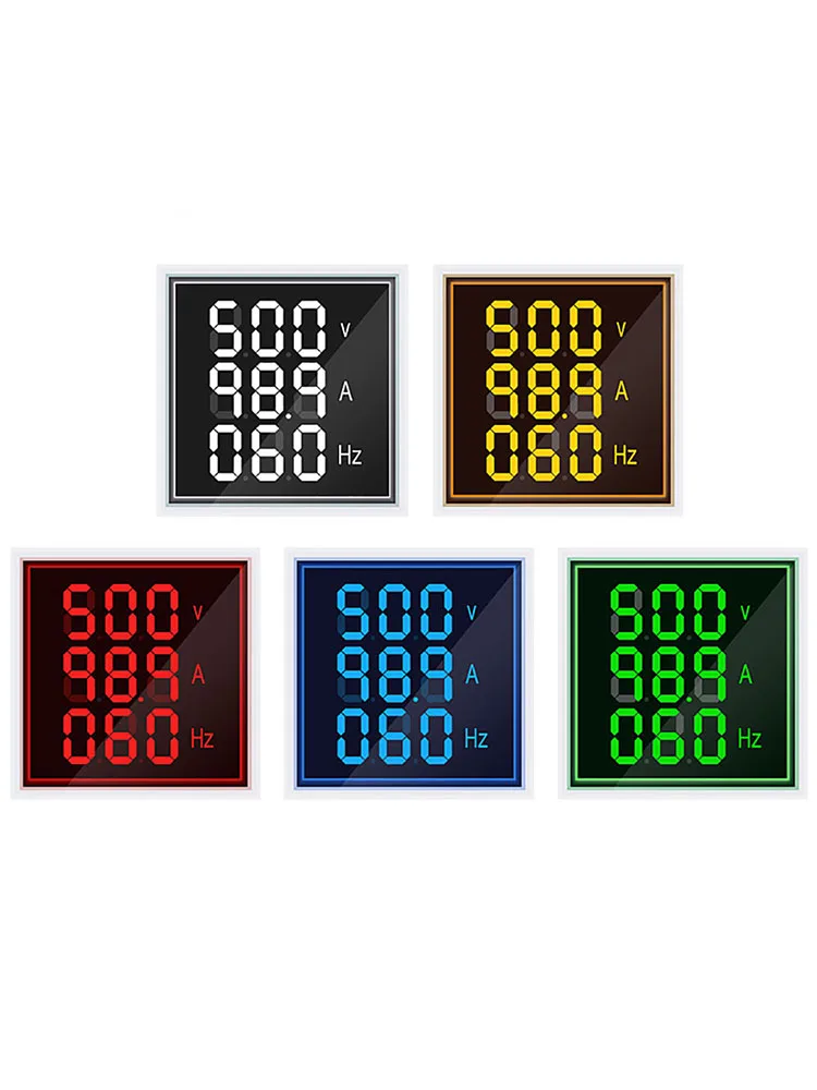 Voltímetro digital led quadrado, amperímetro hertz medidor AC20-500V luzes de sinal tensão corrente