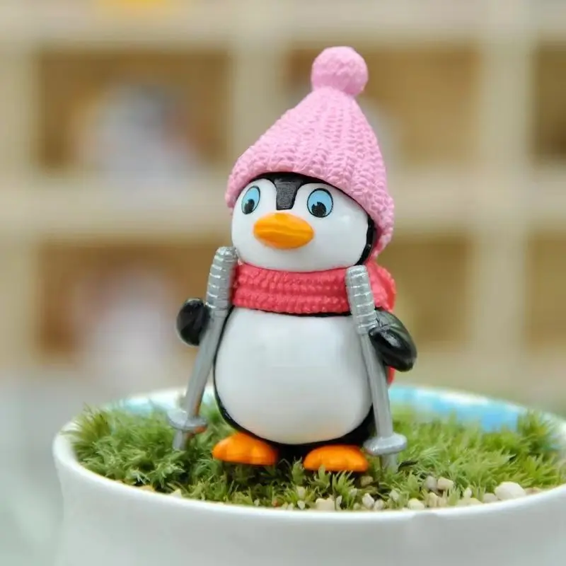 4 pcs Penguin family decorations micro landscape plant potted desktop cake cute doll ornaments home decoration