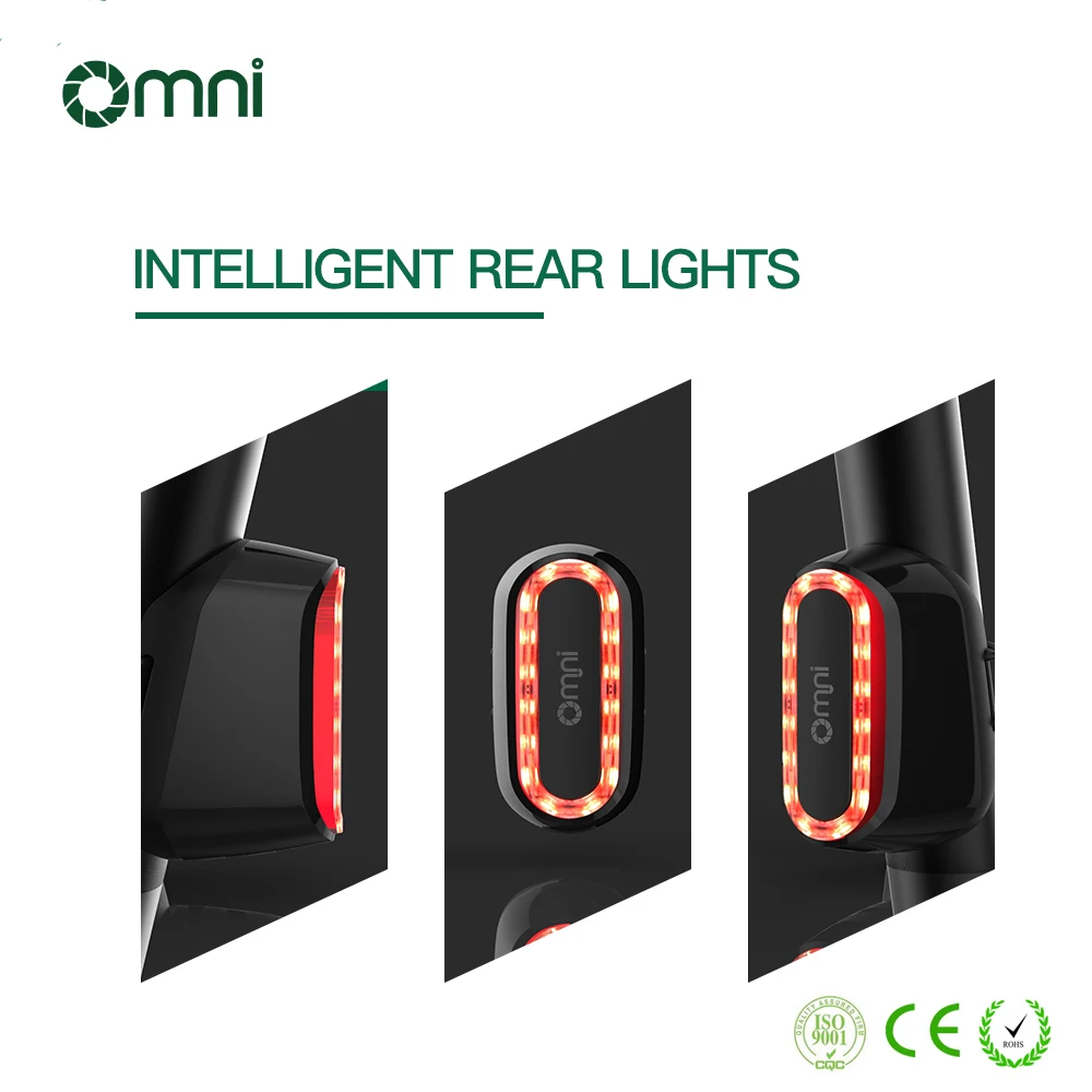 Omni USB Ricarica Luce intelligente Modalità flash IP66 impermeabili Luce posteriore per bicicletta intelligente Luce posteriore per bici