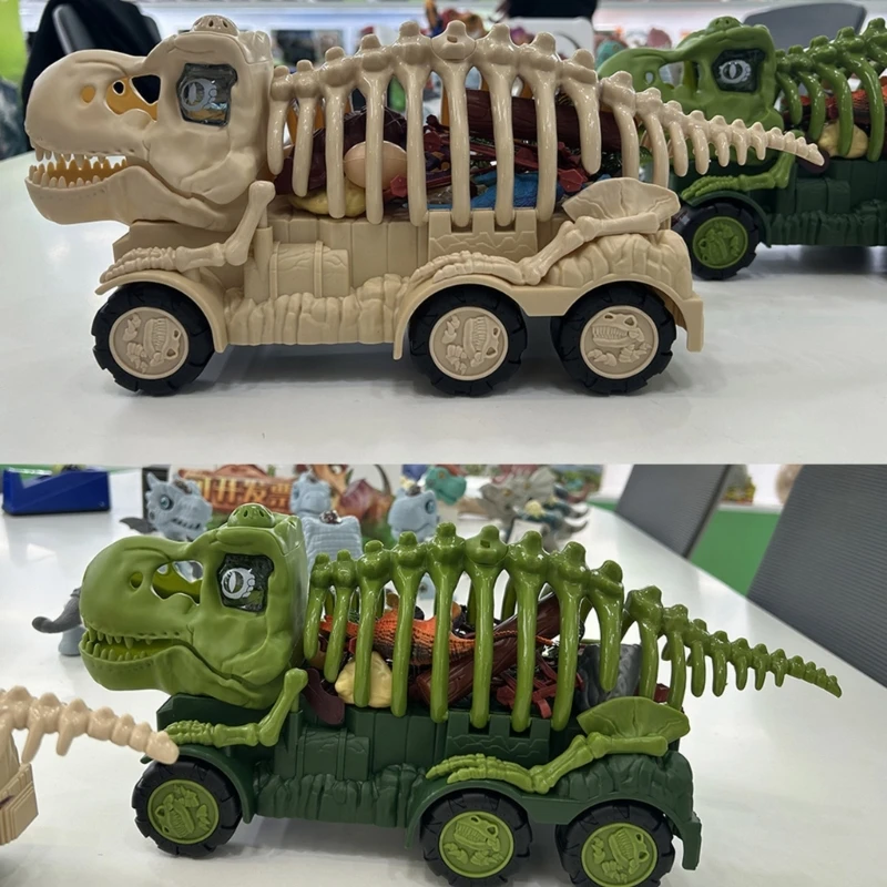 Véhicule électrique à tirer amusant, jouet Transport dinosaure, camion pour garçons filles, avec lumière son par