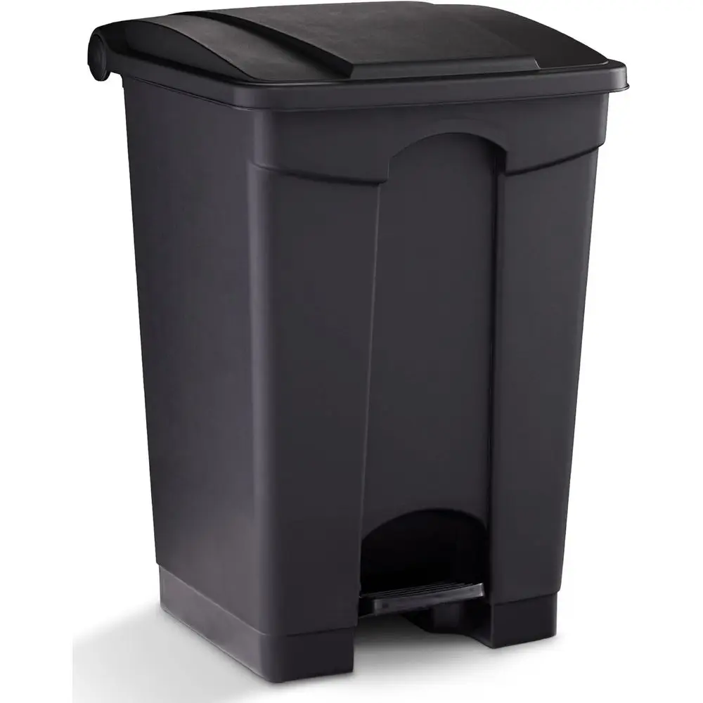 

12 Gallon Black Step-On Trash Can, Hands-Free Waste Disposal for Home and Business Use
