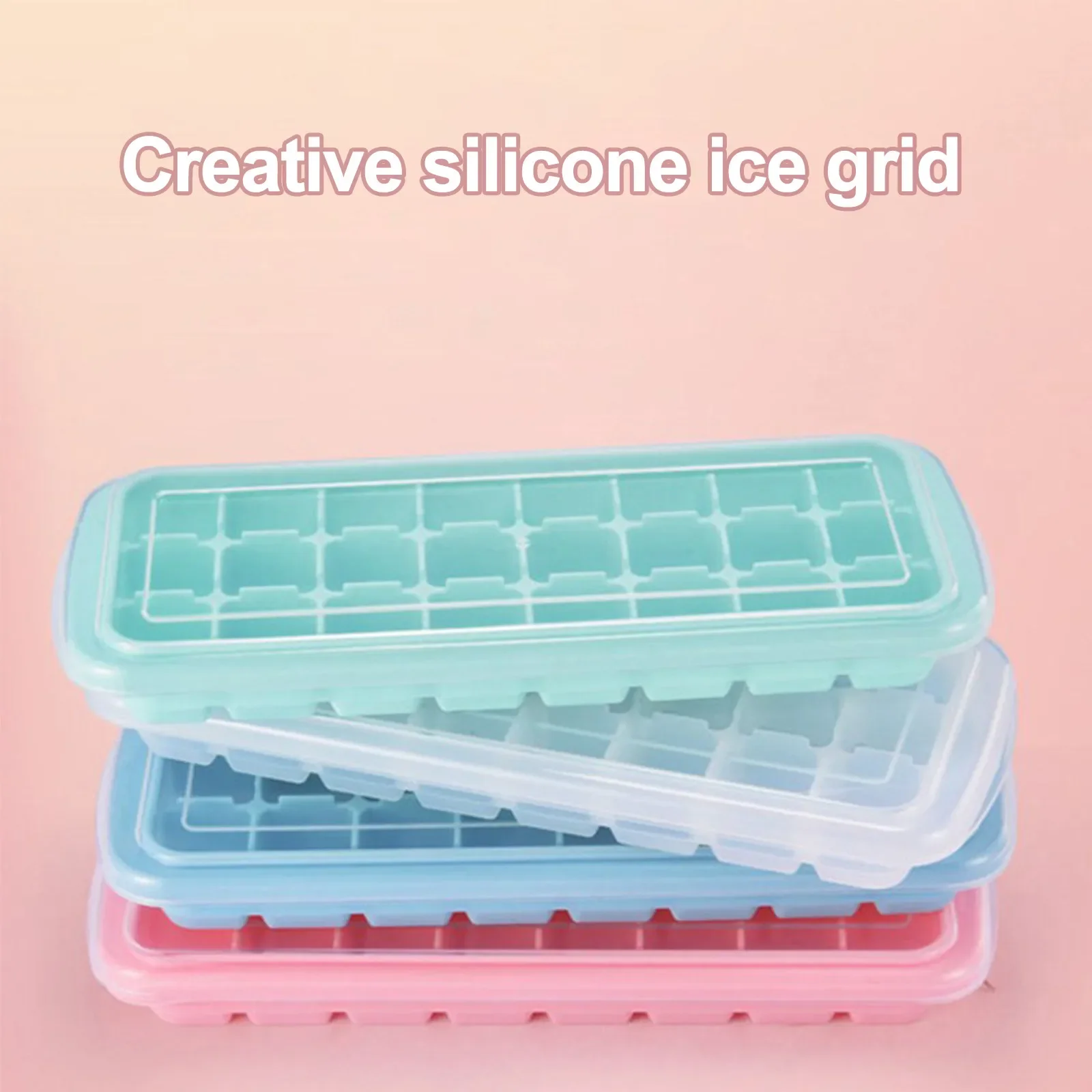 

Silicone Ice Cubes Tray with Lid 24 Cubes Jelly Maker frozen Molds Easy-Release for Whisky Cocktail Cola Baby Food and Drinks