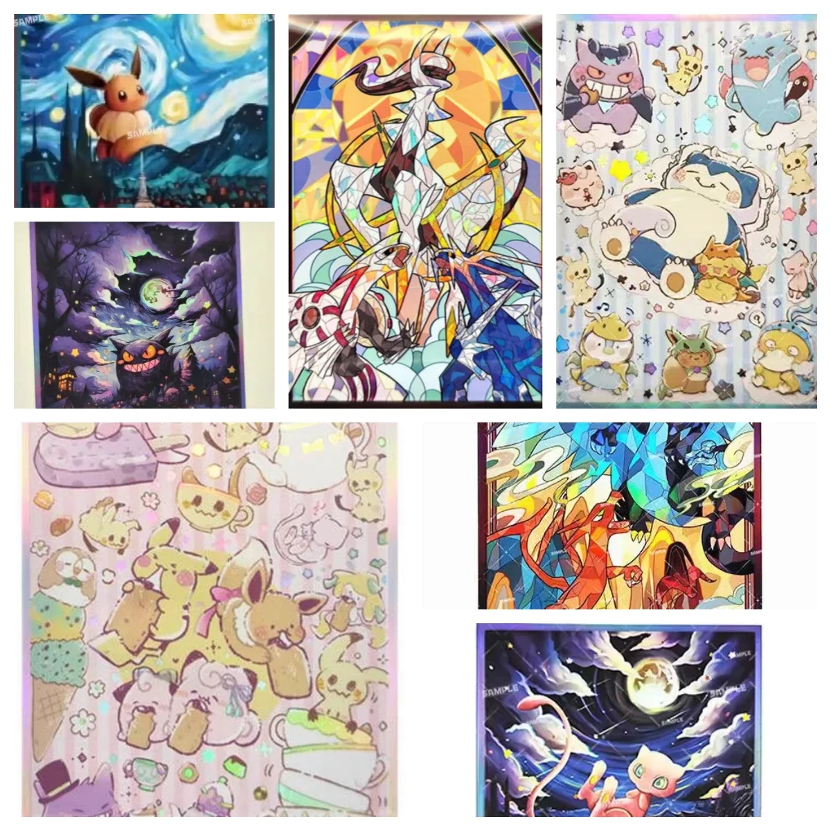 

70Pcs/set PTCG Pokemon DIY Anime Card Sleeve Trading Card Protector Board Game Inteleon Rayquaza Mewtwo Arceus No Cards Wave 7