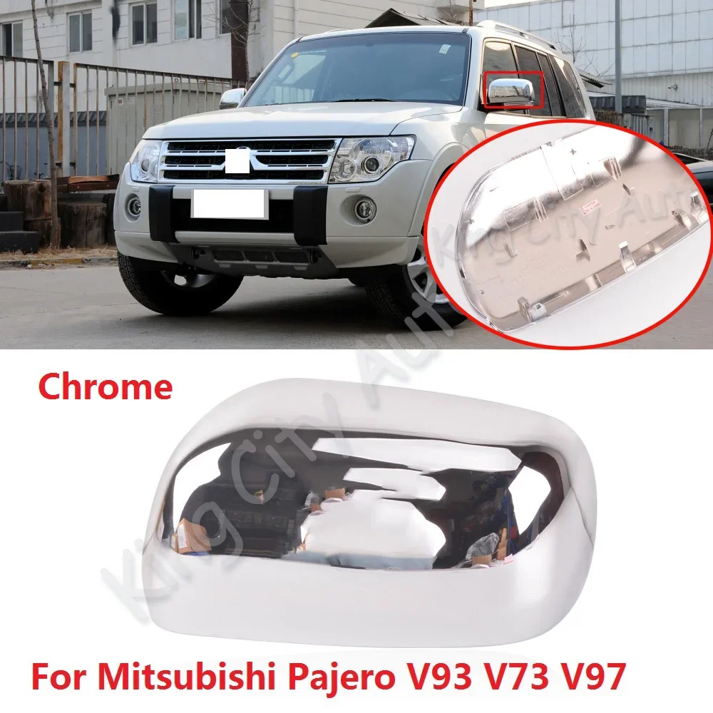 CAPQX Car Chrome Side Rearview Mirror For Pajero V93 V73 V97 Door Mirror Trim Lid Decoration Cover Garnish Shell Hood