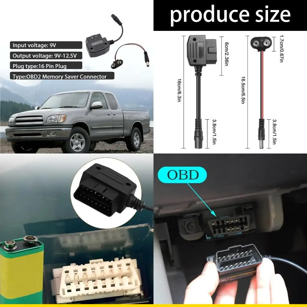 SZCH OBD2 Memory Saver 9V Car Diagnostic Tool Power Cable To Maintain Memory