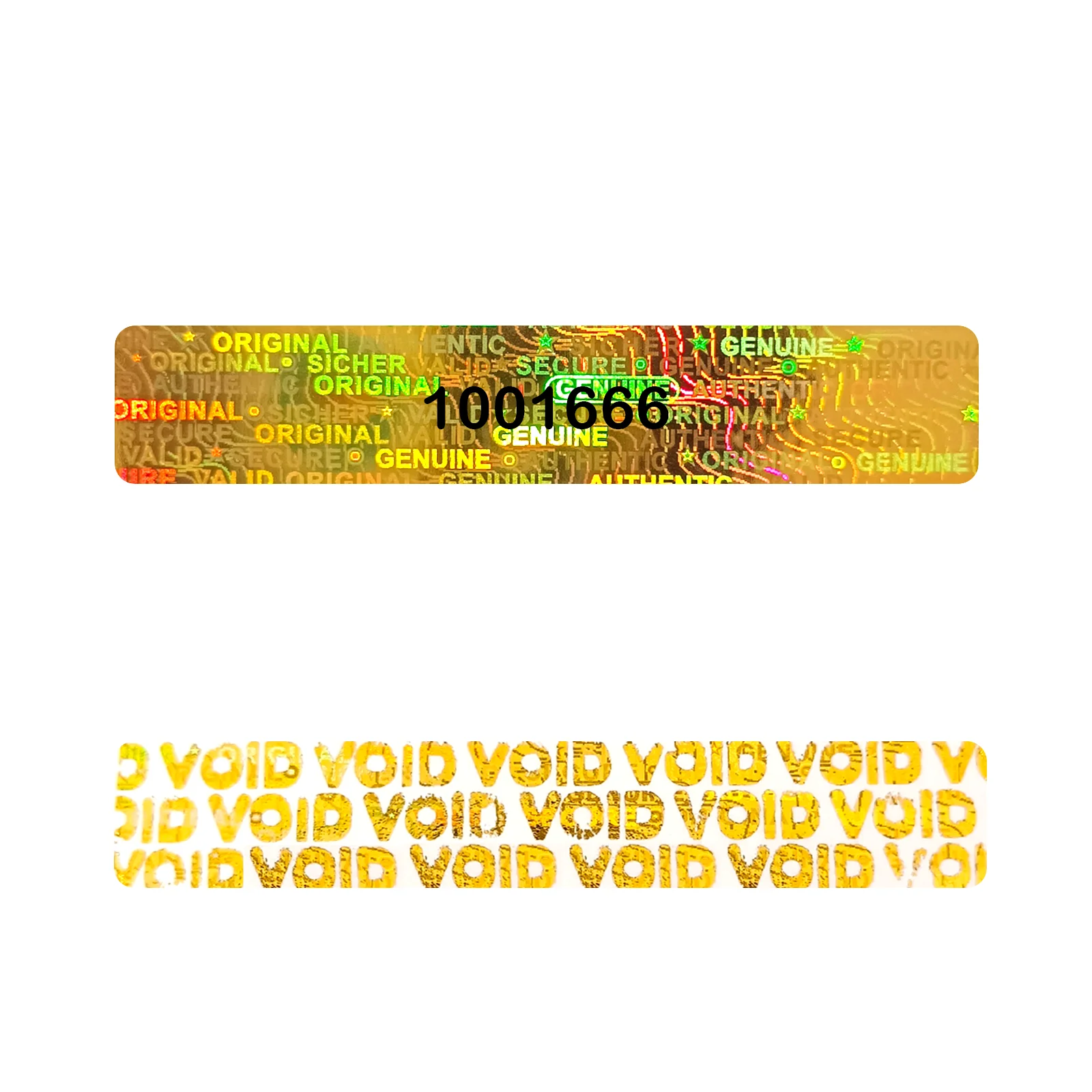 Holographic Warranty Void Labels , Tamper Proof Evident Sticker, GENUINE AUTHENTIC Security Seal, 5x 1m with Serial Number,Gold