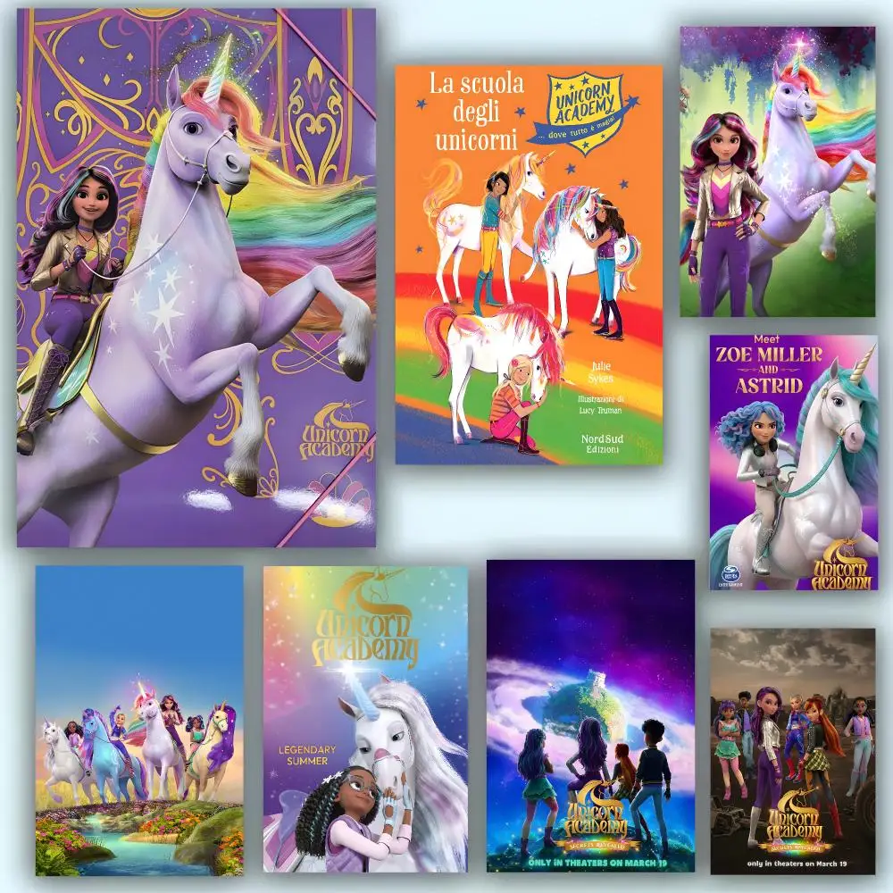 Animation Kids U-Unicorn Academy Poster Fashion Art Removable Wall Poster Home Accent for Bedroom & Dorm