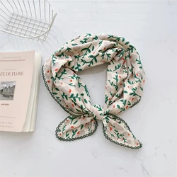 Square Scarf Women High Quality Bandana Female Headkerchief cotton linen Feeling Neckerchief Hijab Shawl Warps Summer Scarves