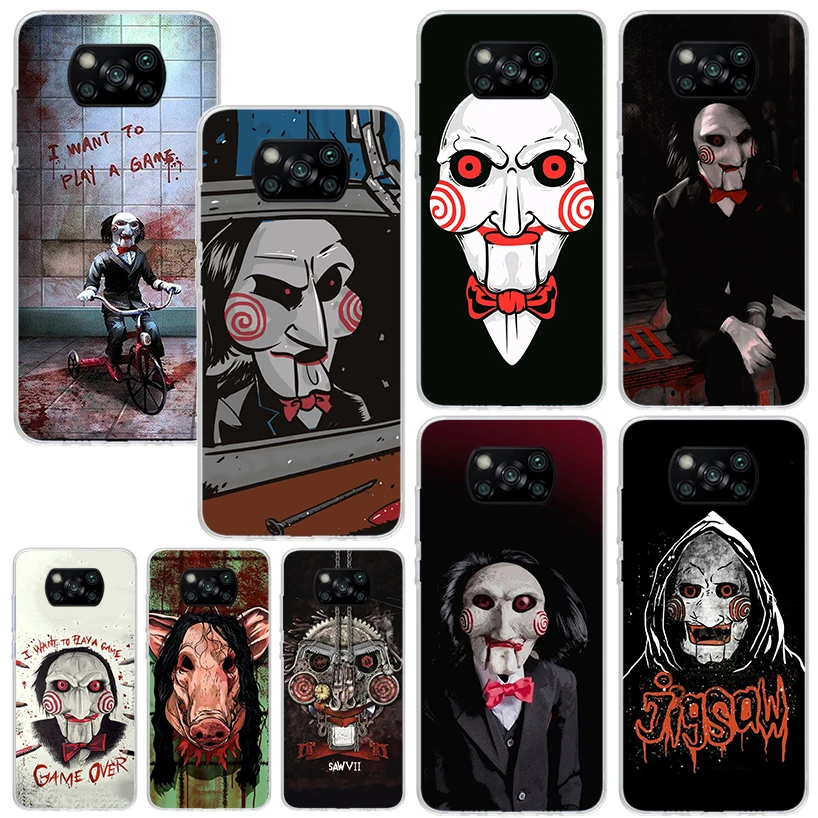 The Jigsaw Killer Horror Phone Case For Xiaomi Poco X6 X5 X4 X3 Nfc F6 F5 Pro F4 Gt F3 F2 F1 M5S M4 M3 Art Fundas Back Cover