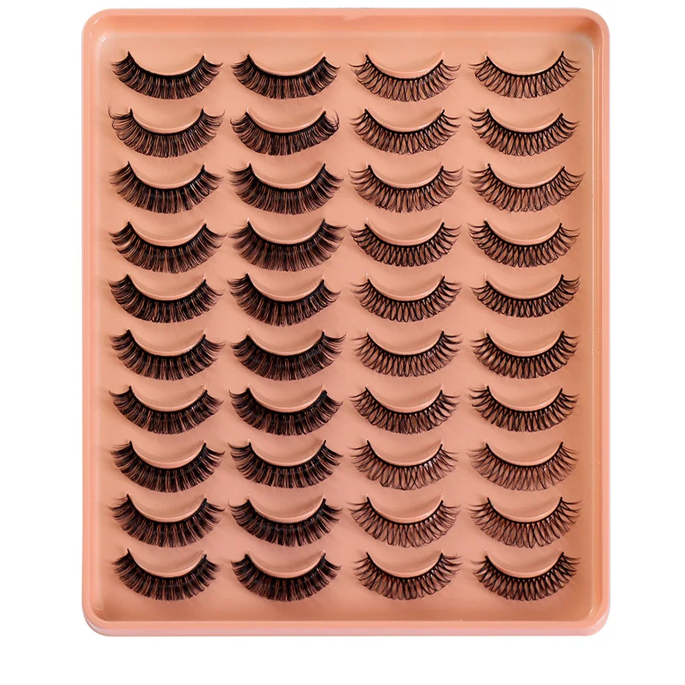 20 Pairs DD Curl Russian Strip Lashes Fluffy Volume False Eyelashes DD Curl Dramatic Messy Faux Mink Fake Lashes Make Up New