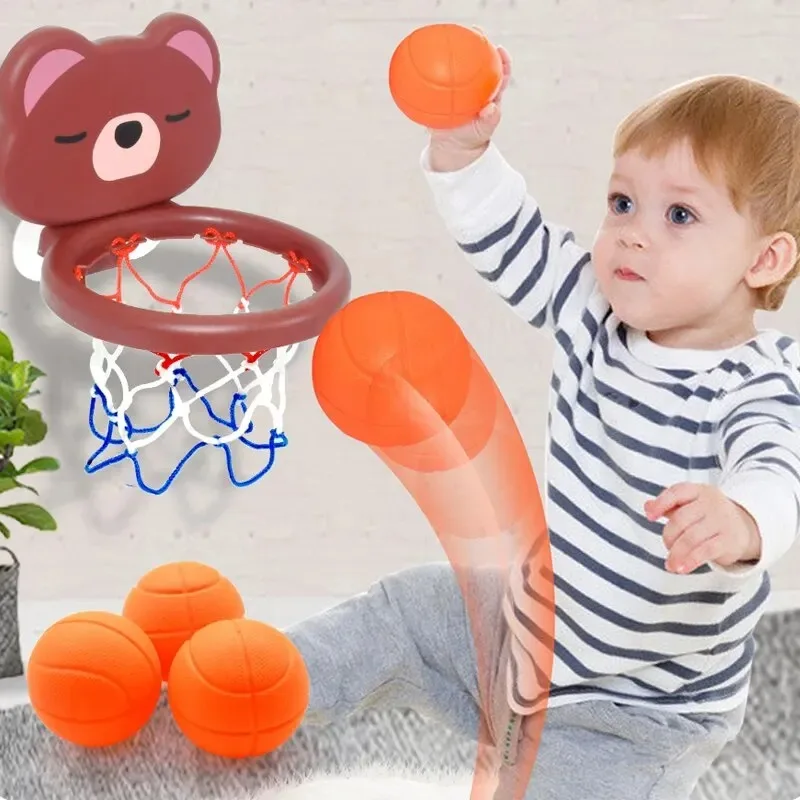 Bath Basketball Toy 1 Set , Mini Cute Bear Shoot Game for Kids, Pool Shower Play with Hoop & Ball, Baby Gift Bath Toys Baby Toy