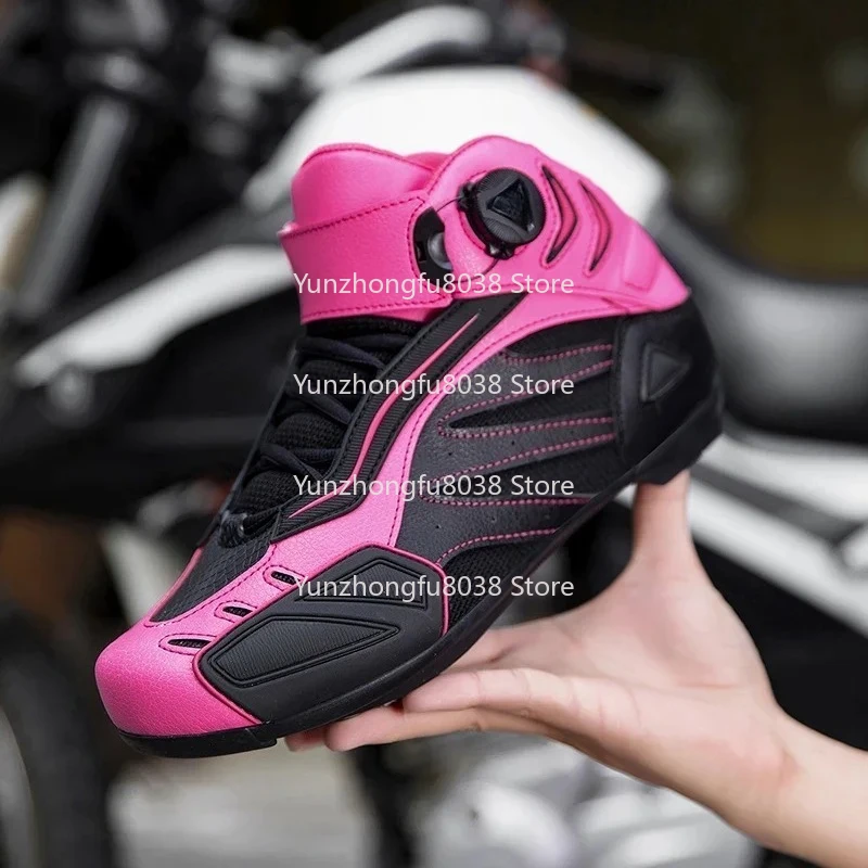Moto Racing Boot ,Men Woman Motorcycle Boots Microfiber Leather Motorbike Riding Anticollision Ankle Protective Shoes